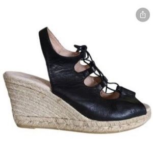 Black Espadrille Wedge Sandals